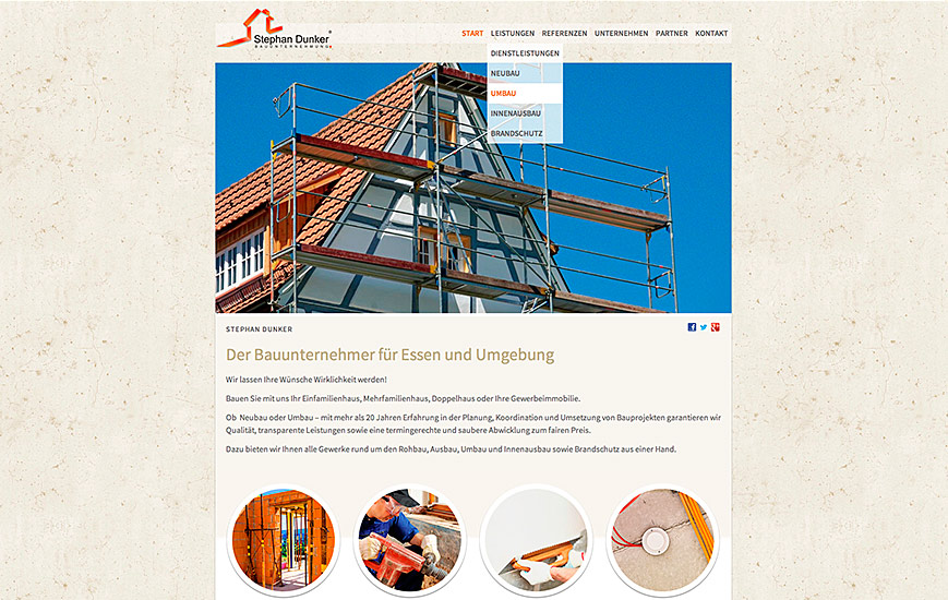 Webseite - Bauunternehmung Dunker