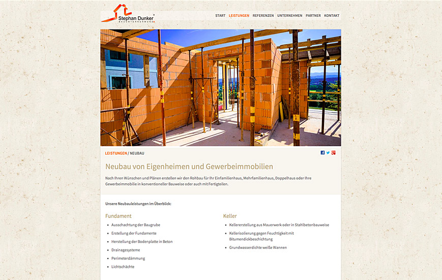 Webseite - Bauunternehmung Dunker