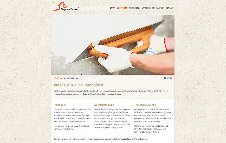 Webseite - Bauunternehmung Dunker
