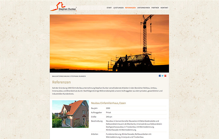 Webseite - Bauunternehmung Dunker