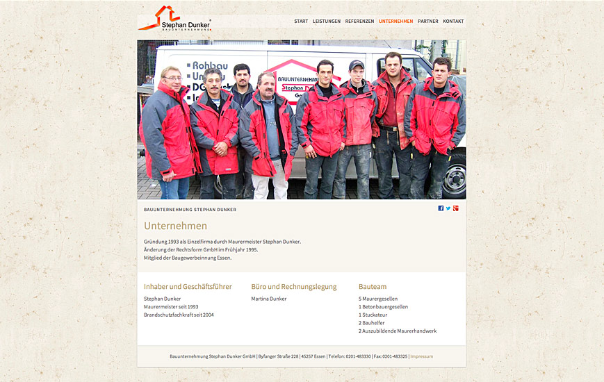 Webseite - Bauunternehmung Dunker
