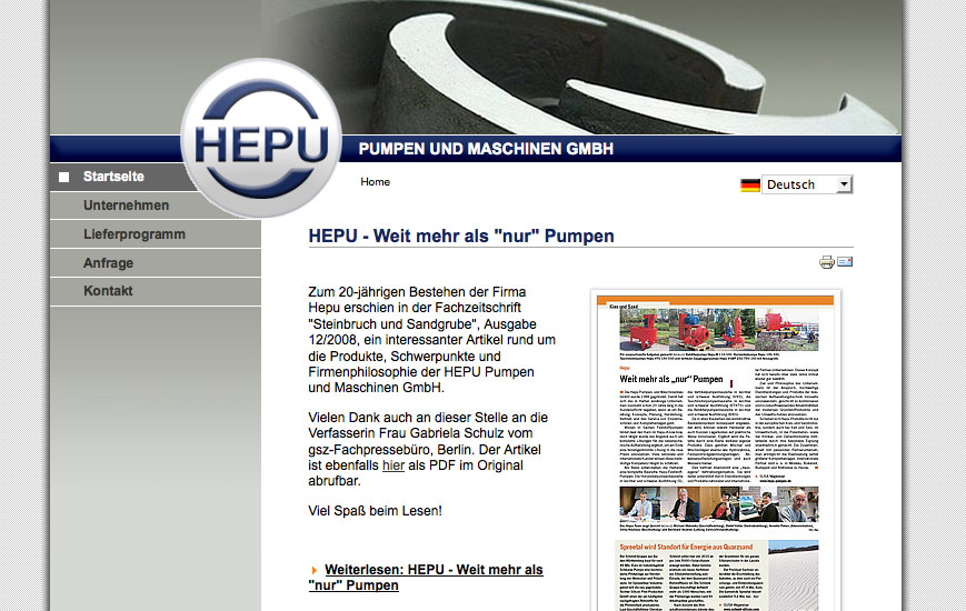 Webseite - HEPU Pumpen