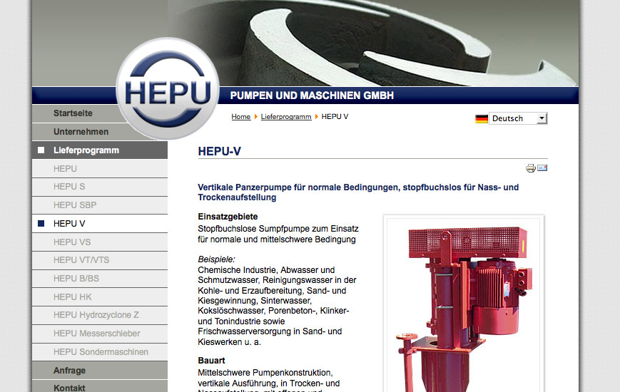 Webseite - HEPU Pumpen