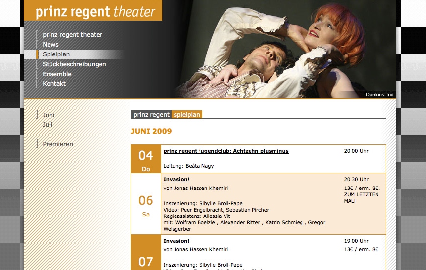 Webseite - Prinz Regent Theater
