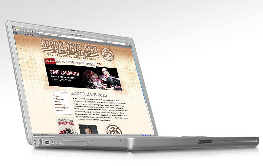 Webseite - Sonordays 2010