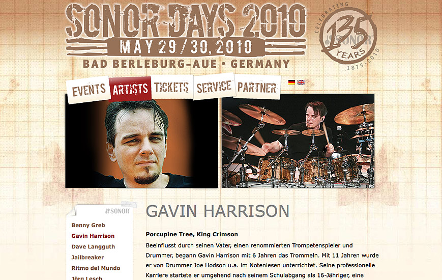 Webseite - Sonordays 2010