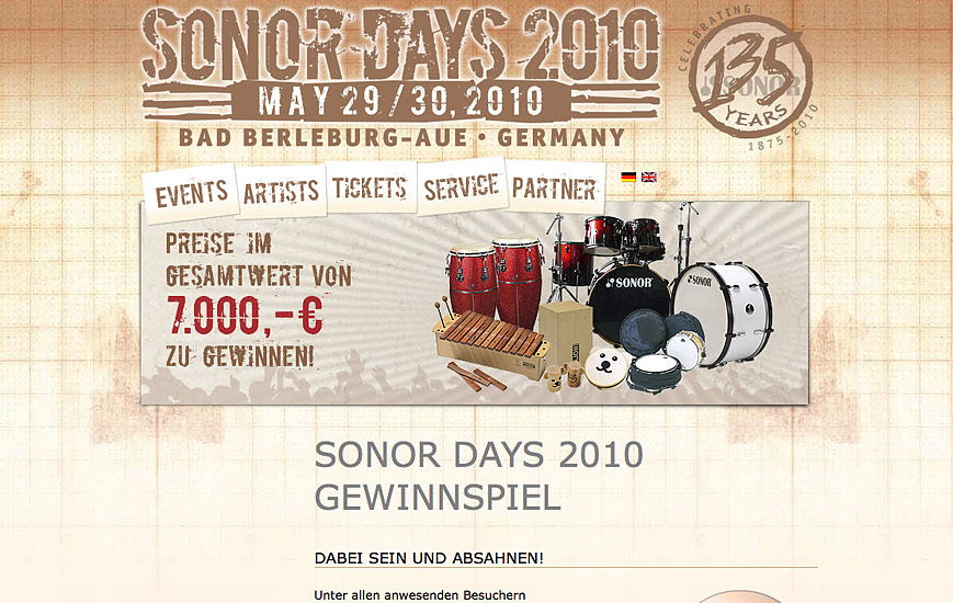 Webseite - Sonordays 2010