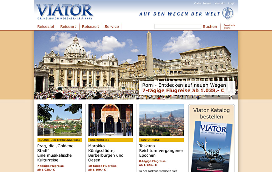 Webseite - Viator Reisen