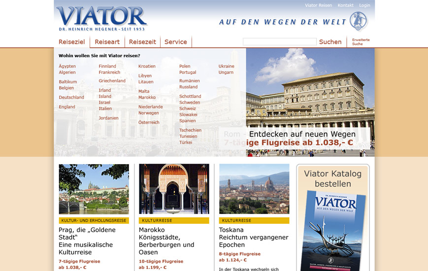 Webseite - Viator Reisen