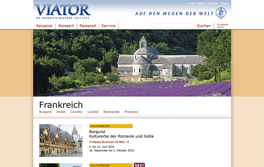 Webseite - Viator Reisen