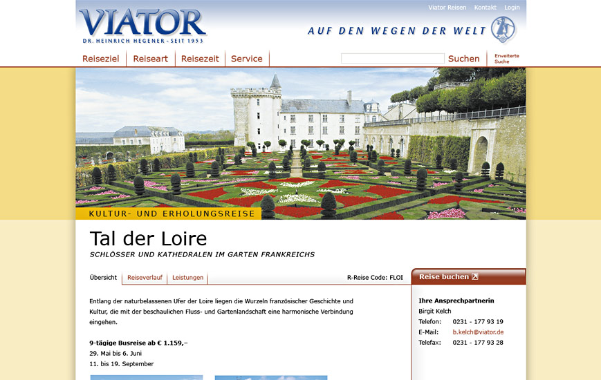 Webseite - Viator Reisen