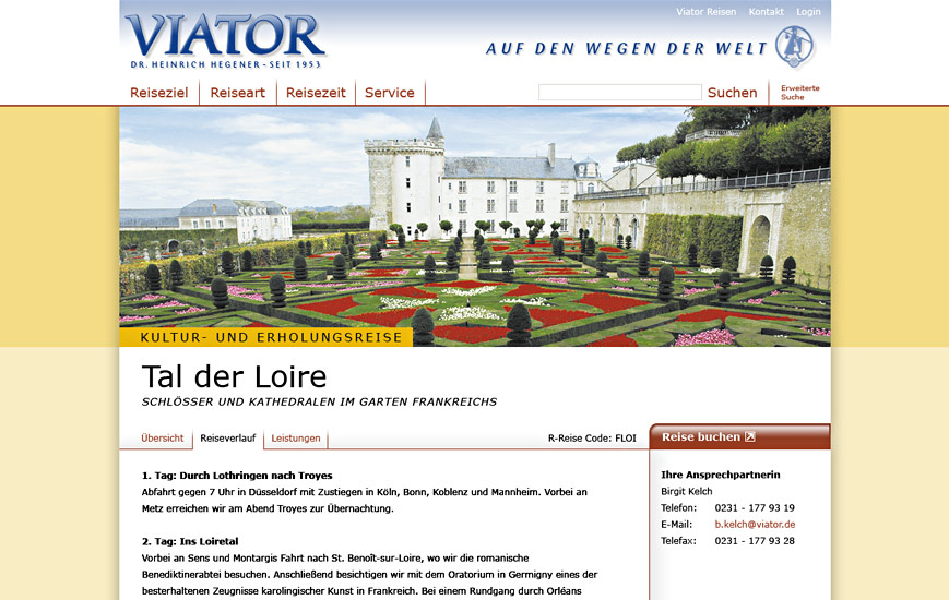 Webseite - Viator Reisen