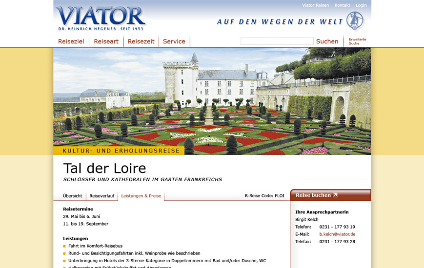 Webseite - Viator Reisen