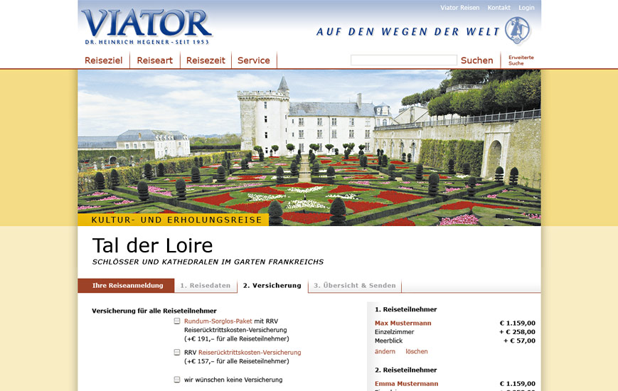 Webseite - Viator Reisen